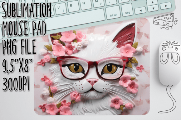 Download Flowering Kitty 3D Mouse Mat - Mouse mat Collection