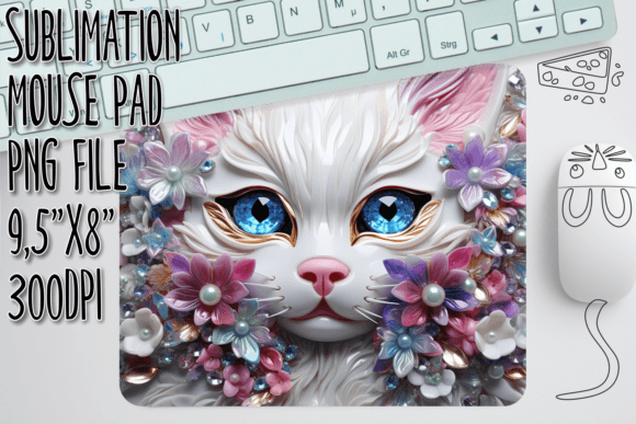 Download Blossom 3D Cat Mouse Mat Art - Mouse mat Collection