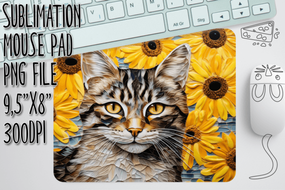 Download 3D Kitty Floral Mouse Mat Art - Mouse mat Collection