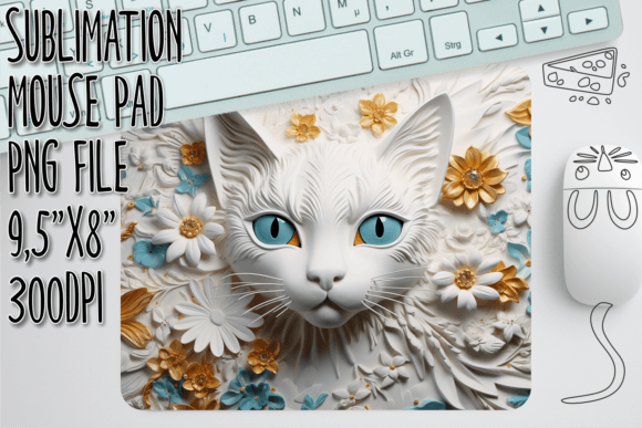Download Floral 3D Kitten Mouse Mat Art - Mouse mat Collection