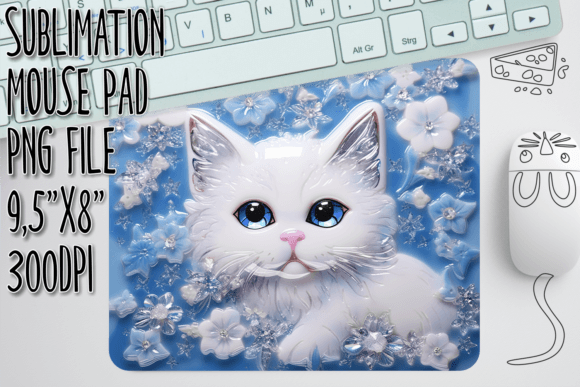 Download 3D Cat &amp; Flower Mouse Mat - Mouse mat Collection