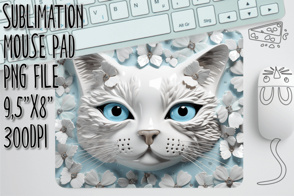 Download 3D Feline Flower Mouse Mat - Mouse mat Collection