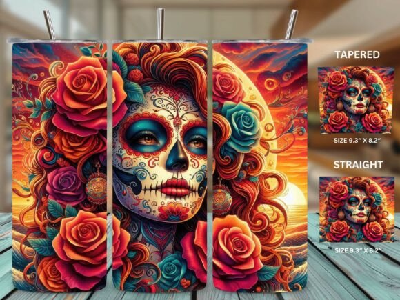 Download Skull Rose Day of the Dead Tumbler 20oz - Tumbler 20oz Collection