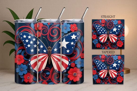 Download Flag Butterfly 4th of July Tumbler 20oz - Premium Resources